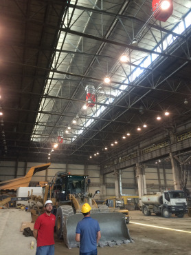 Производствена база Асарел Медет с отопление и вентилация с рекуперация чрез покривни апарати RoofVent TopVent от Hoval